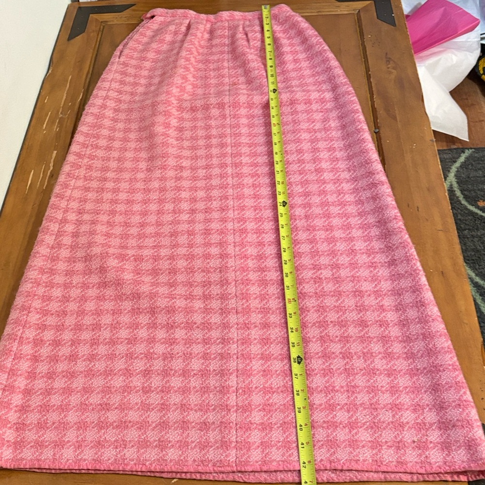 Bergdorf Goodman Pink Houndstooth Women's Skirt Size Small - Picture 7 of 11